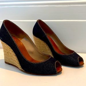 Louboutin Espadrille Wedges - Navy